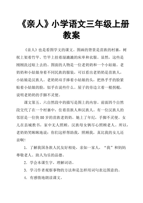 《亲人》小学语文三年级上册教案