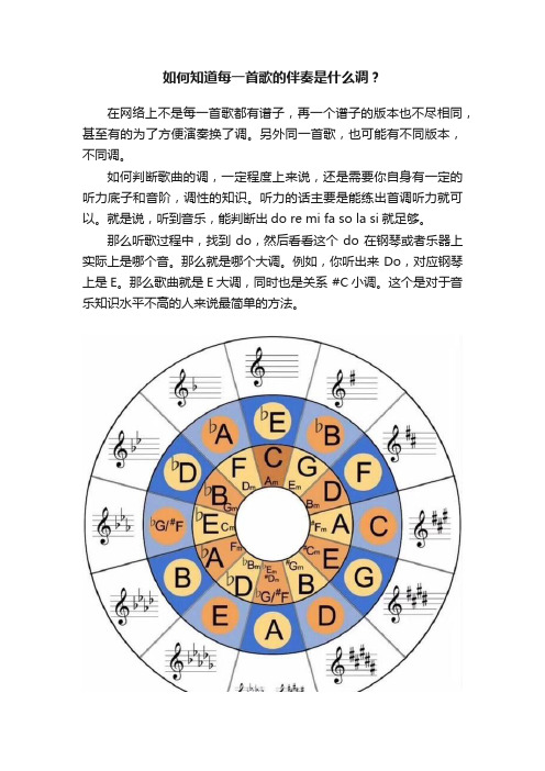 如何知道每一首歌的伴奏是什么调？