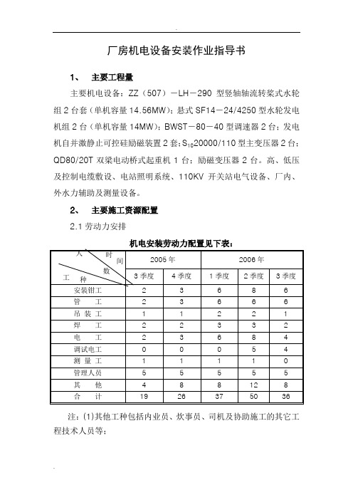 机电设备安装作业指导书