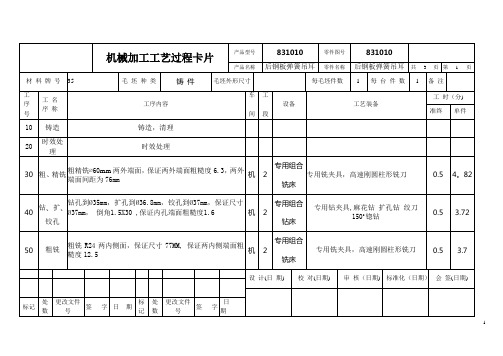 后钢板弹簧吊耳机械制造工艺课程设计工序卡片及工艺卡片