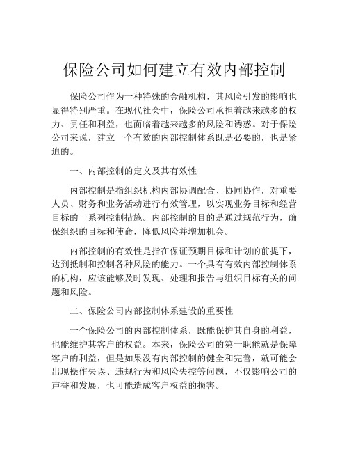 保险公司如何建立有效内部控制