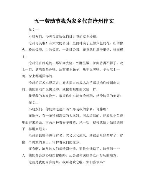 五一劳动节我为家乡代言沧州作文