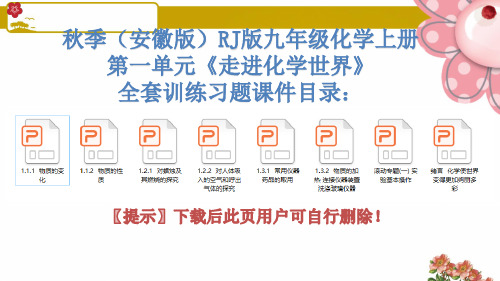 (安徽版)RJ九年级化学上册第一单元《走进化学世界》训练习题课件