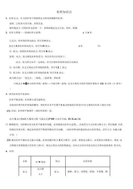 (完整版)初中物理杠杆知识点及经典考题解析