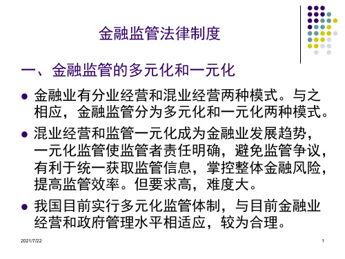 金融监管法律制度PPT课件