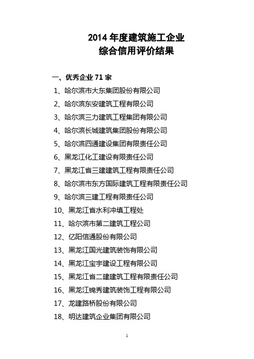 2014年度建筑施工企业