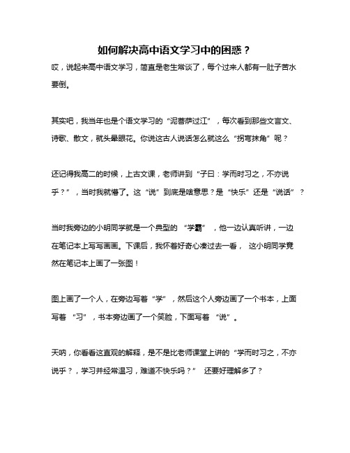 如何解决高中语文学习中的困惑？