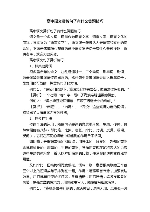 高中语文赏析句子有什么答题技巧