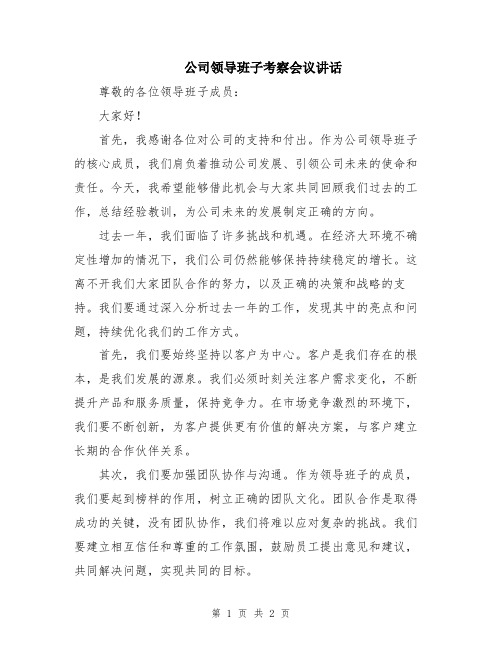 公司领导班子考察会议讲话