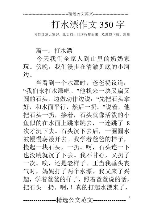 打水漂作文350字