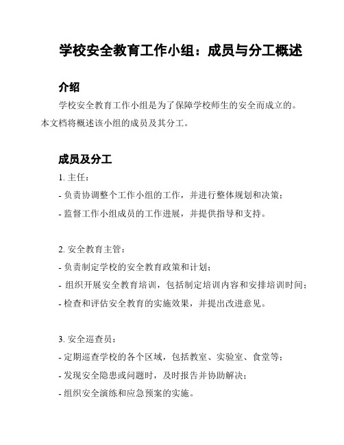 学校安全教育工作小组：成员与分工概述