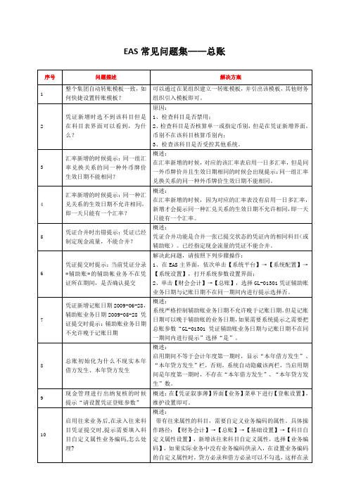 EAS总账常见问题集