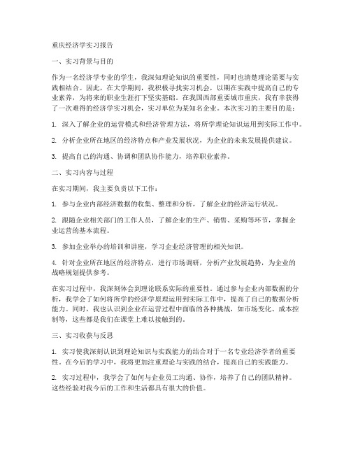 重庆经济学实习报告