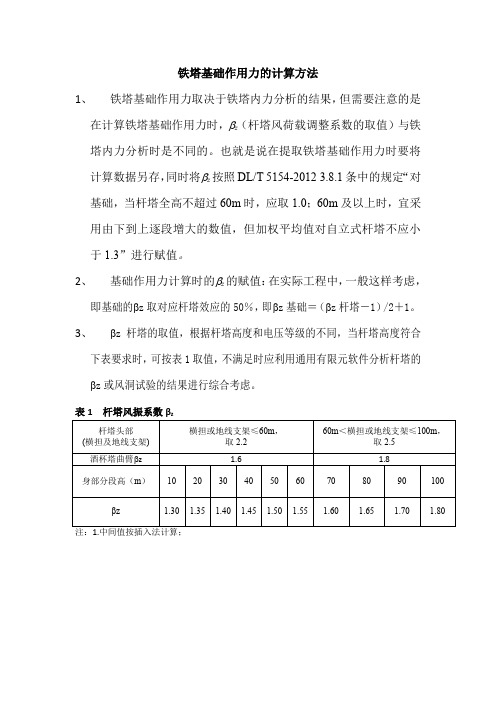 铁塔基础作用力计算方法