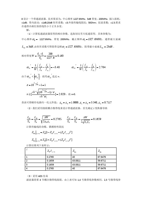 ADS带通滤波器设计