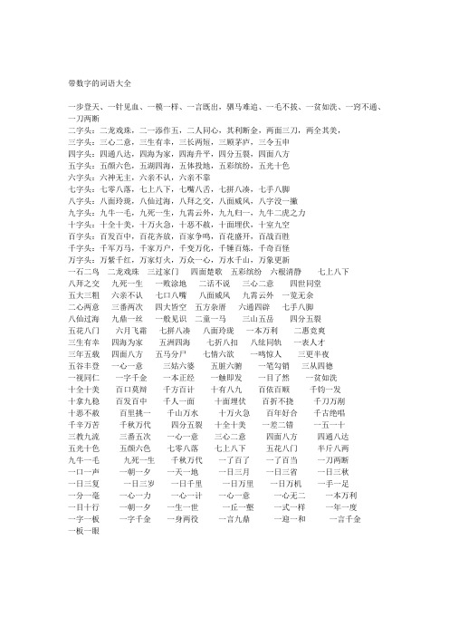 带数字的词语大全