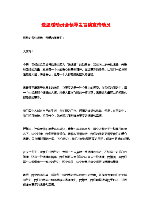 送温暖动员会领导发言稿宣传动员