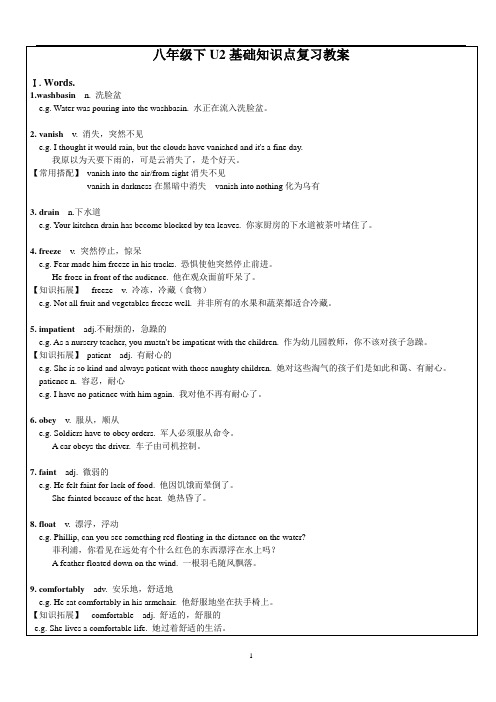 初中英语 牛津上海版八年级下Unit2基础知识点复习教案