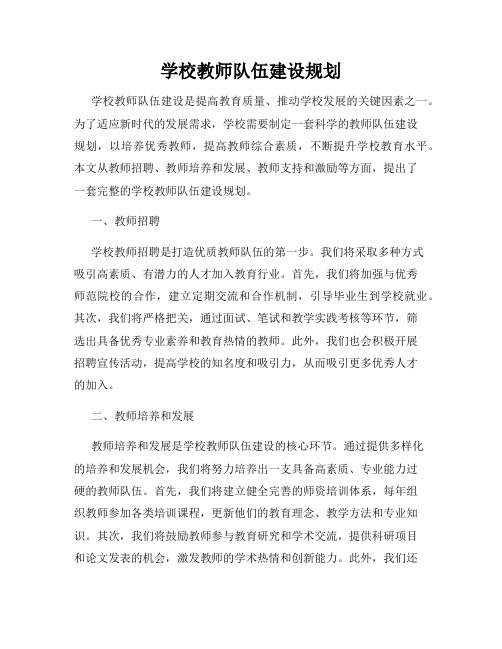 学校教师队伍建设规划