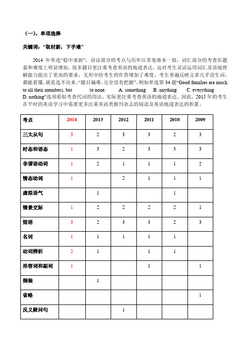 2014江苏高考英语解析