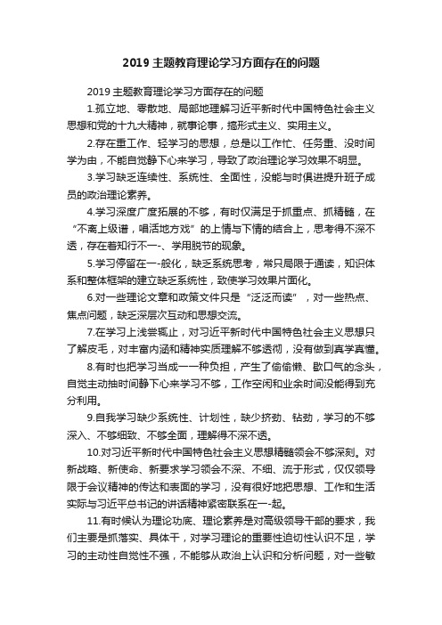 2019主题教育理论学习方面存在的问题