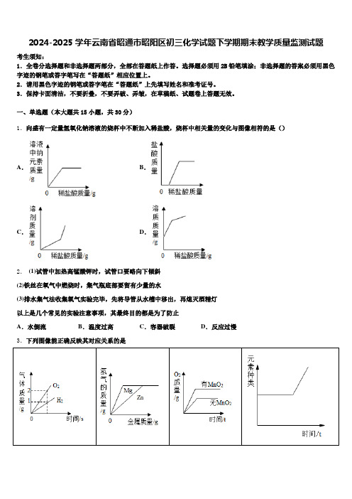 2024-2025学年云南省昭通市昭阳区初三化学试题下学期期末教学质量监测试题含解析