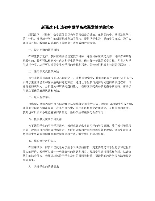 新课改下打造初中数学高效课堂教学的策略