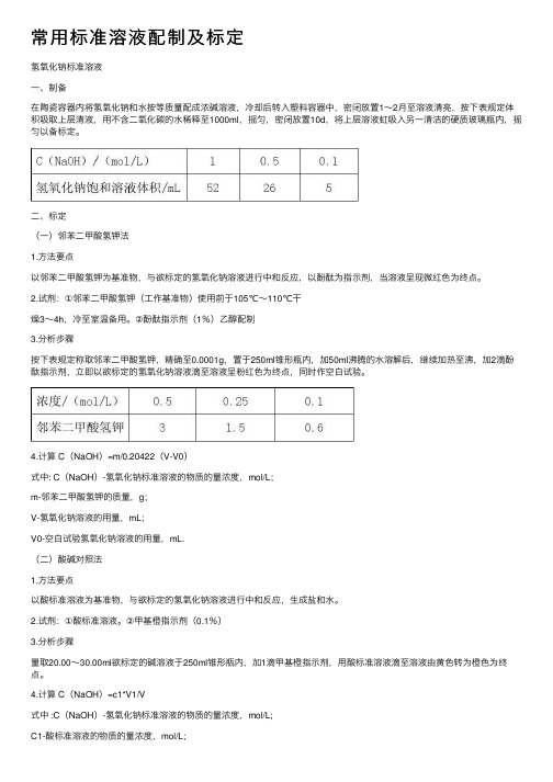 常用标准溶液配制及标定