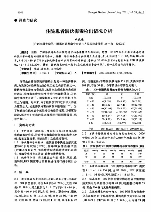 住院患者潜伏梅毒检出情况分析