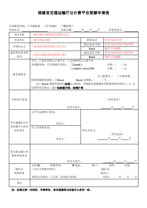 虚拟机资源表