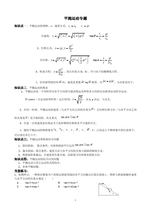 平抛运动专题