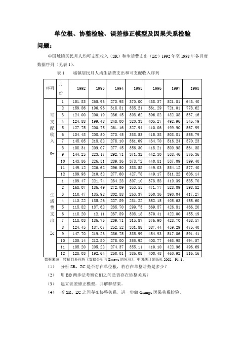 单位根、协整检验、误差修正模型及因果关系检验