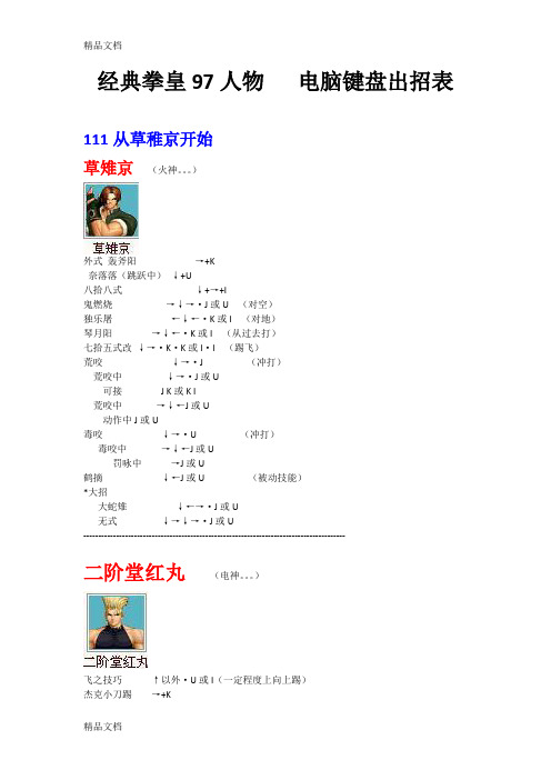 (整理)值得收藏拳皇97人物绝对电脑键盘出招表带图.