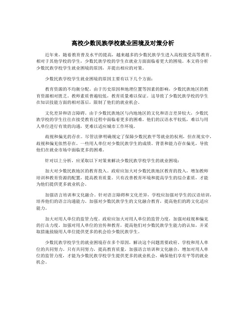 高校少数民族学校就业困境及对策分析