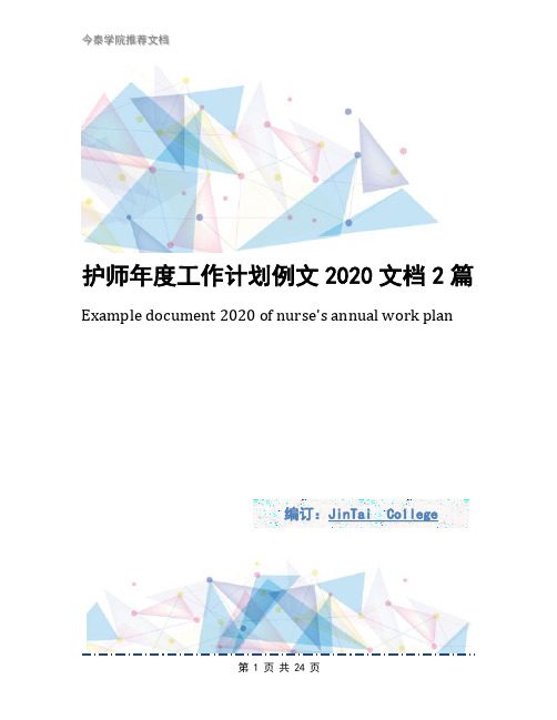 护师年度工作计划例文2020文档2篇