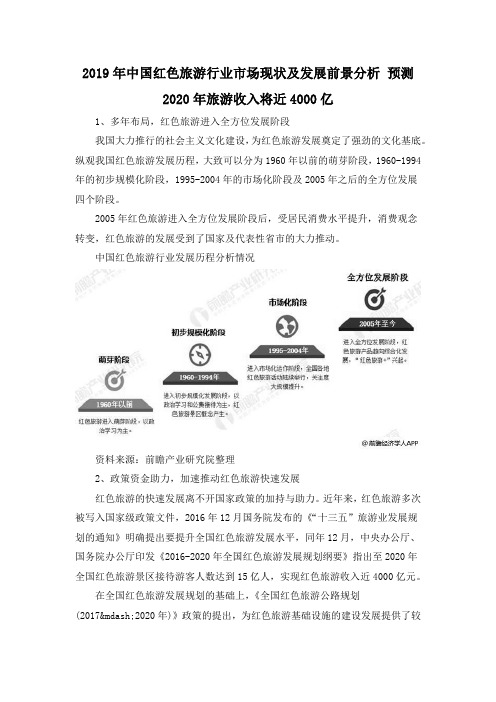 2019年中国红色旅游行业市场现状及发展前景分析 预测2020年旅游收入将近4000亿