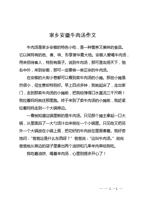 家乡安徽牛肉汤作文