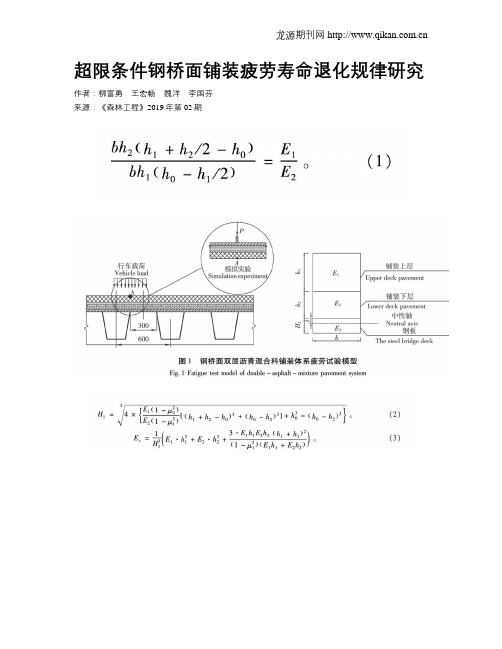 超限条件钢桥面铺装疲劳寿命退化规律研究