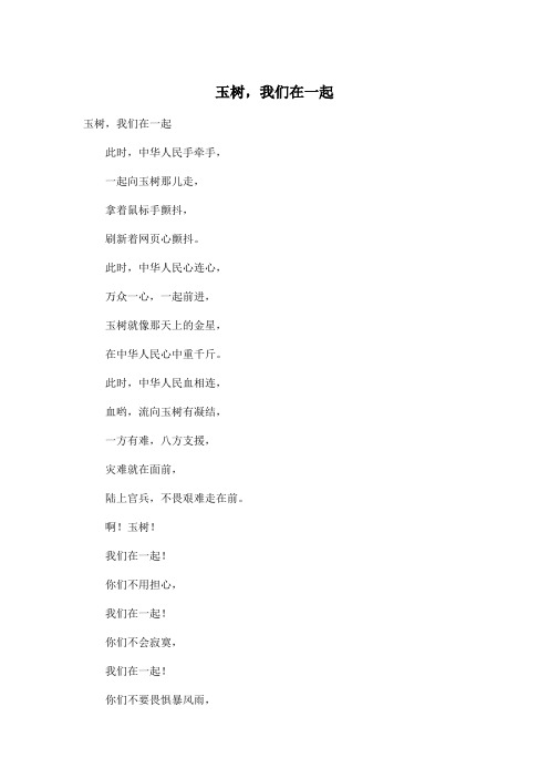 玉树,我们在一起_初中初二作文300字