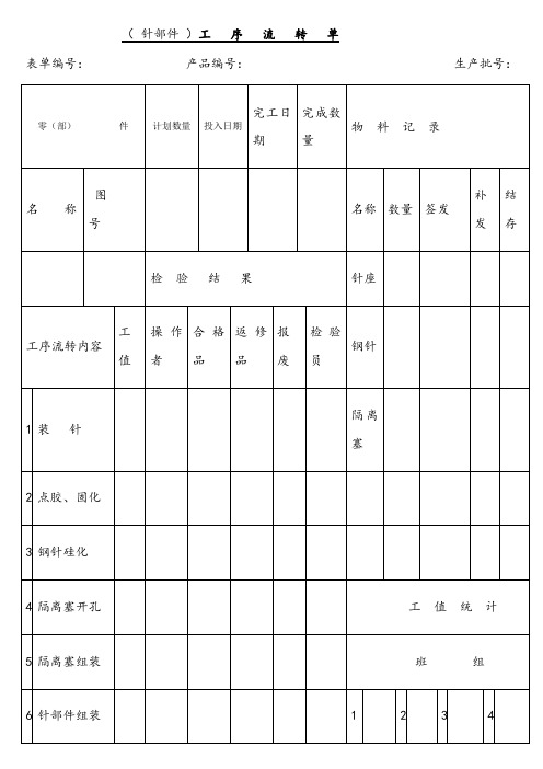 工序流转单模板