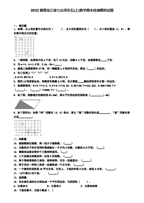 2022届黑龙江省七台河市五(上)数学期末检测模拟试题