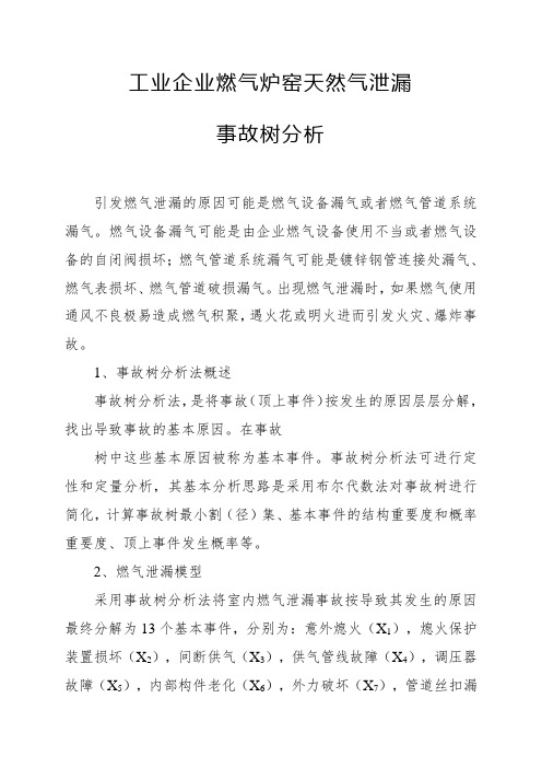 工业企业燃气炉窑天然气泄漏事故树分析