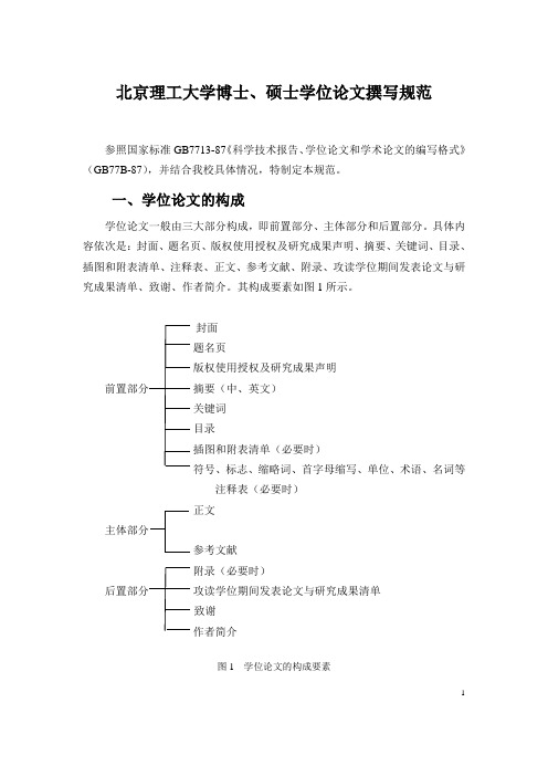 北京理工大学博士硕士学位论文撰写规范