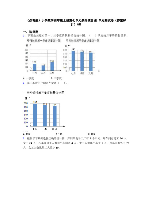 (必考题)小学数学四年级上册第七单元条形统计图 单元测试卷(答案解析)(6)