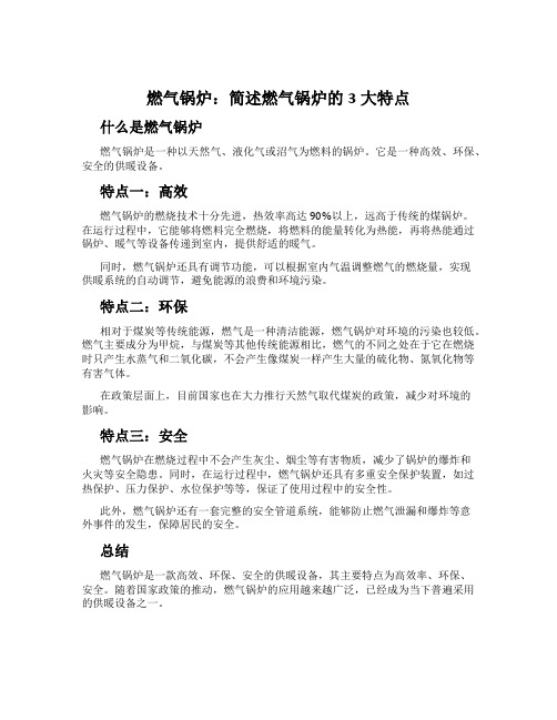 燃气锅炉：简述燃气锅炉的3大特点