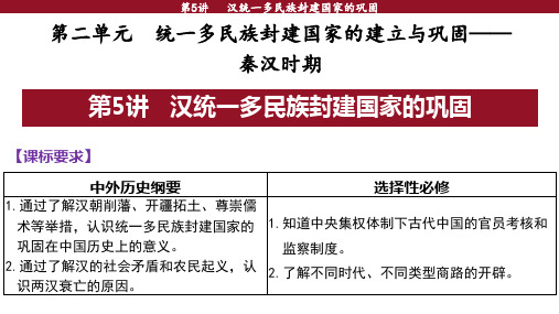 第5讲汉统一多民族封建国家的巩固 课件--2024届高三统编版(2019)必修中外历史纲要上一轮复习