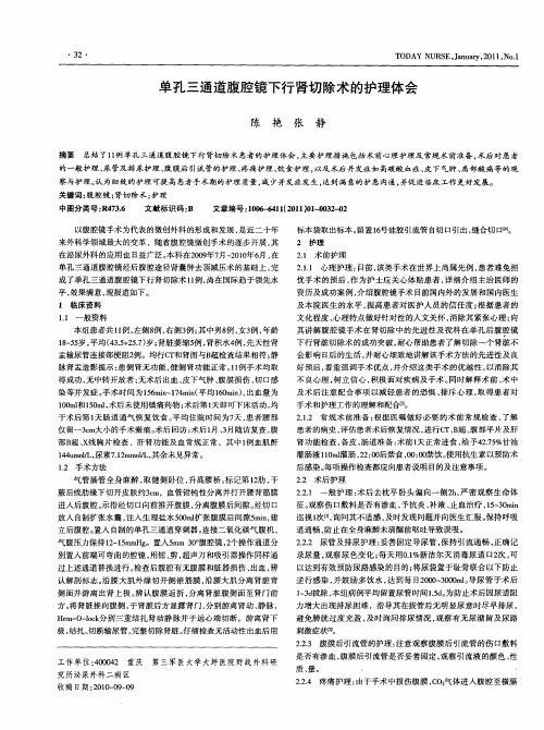 单孔三通道腹腔镜下行肾切除术的护理体会