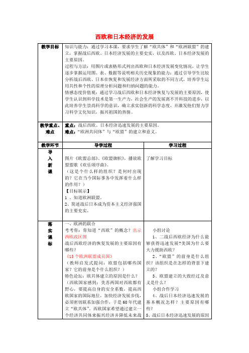 九年级历史下册第9课《西欧和日本的崛起》教案新人教版