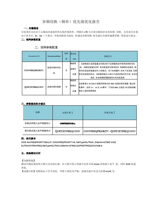 异频切换优先级优化报告