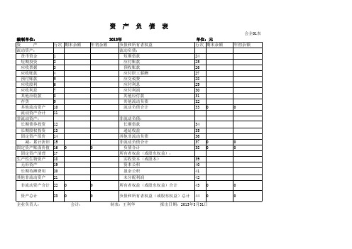 砂石厂资产负债表与利润表